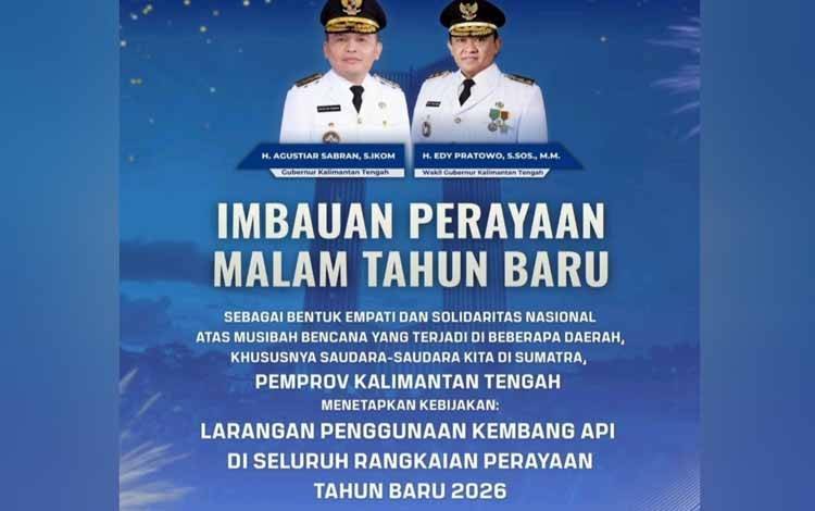 3012.Pemprov Kalteng Larang Kembang Api Tahun Baru 2026