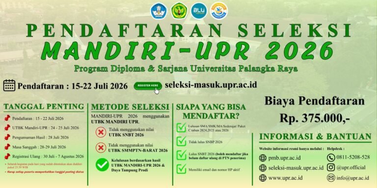 1707.UPR Buka Seleksi Mandiri 2026, Calon Mahasiswa Bisa Daftar hingga 22 Juli
