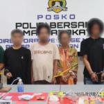Personel Ditresnarkoba Polda Kalteng mengamankan enam orang beserta barang bukti dalam operasi KRYD di kawasan Puntun, Palangka Raya.